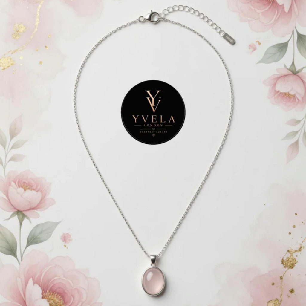 925 Sterling Silver Rose Quartz Necklace ✨