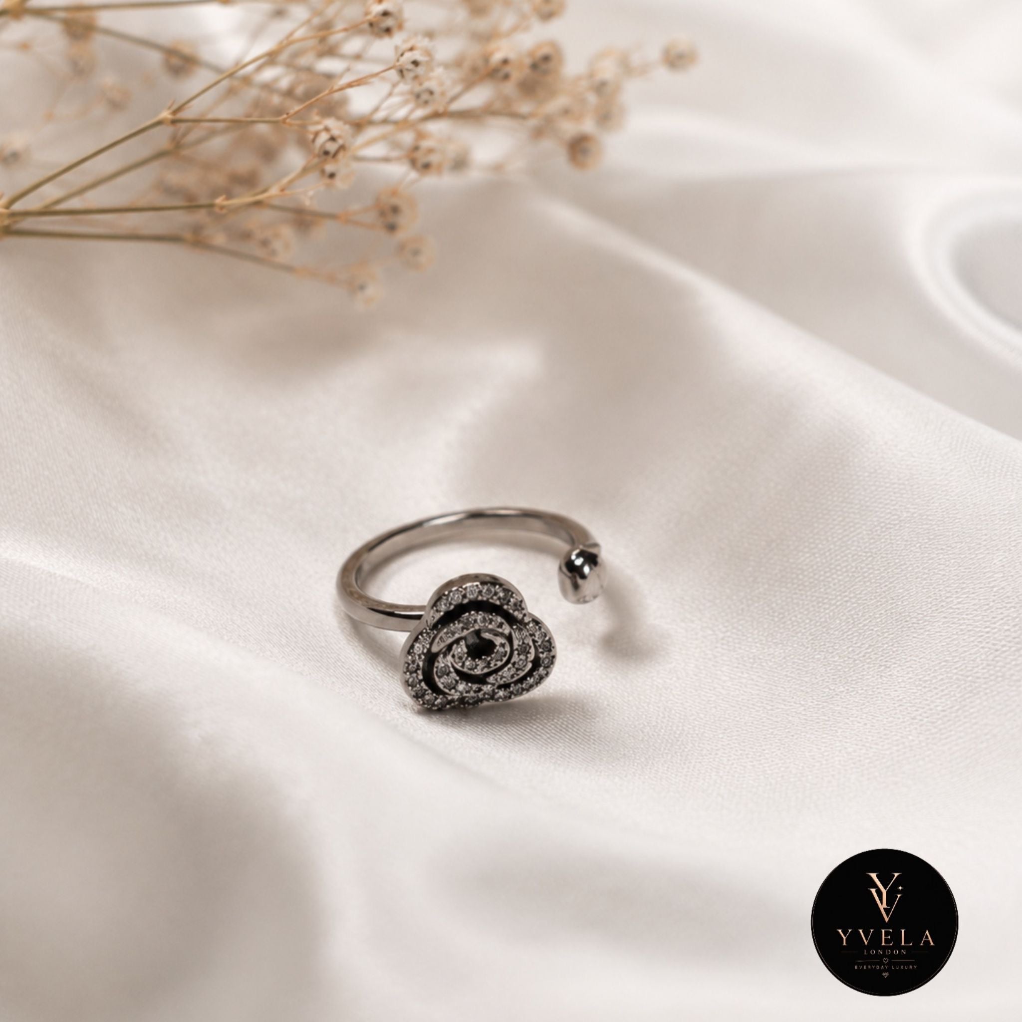 Elegant Adjustable Crystal Rose Ring for Women ✨