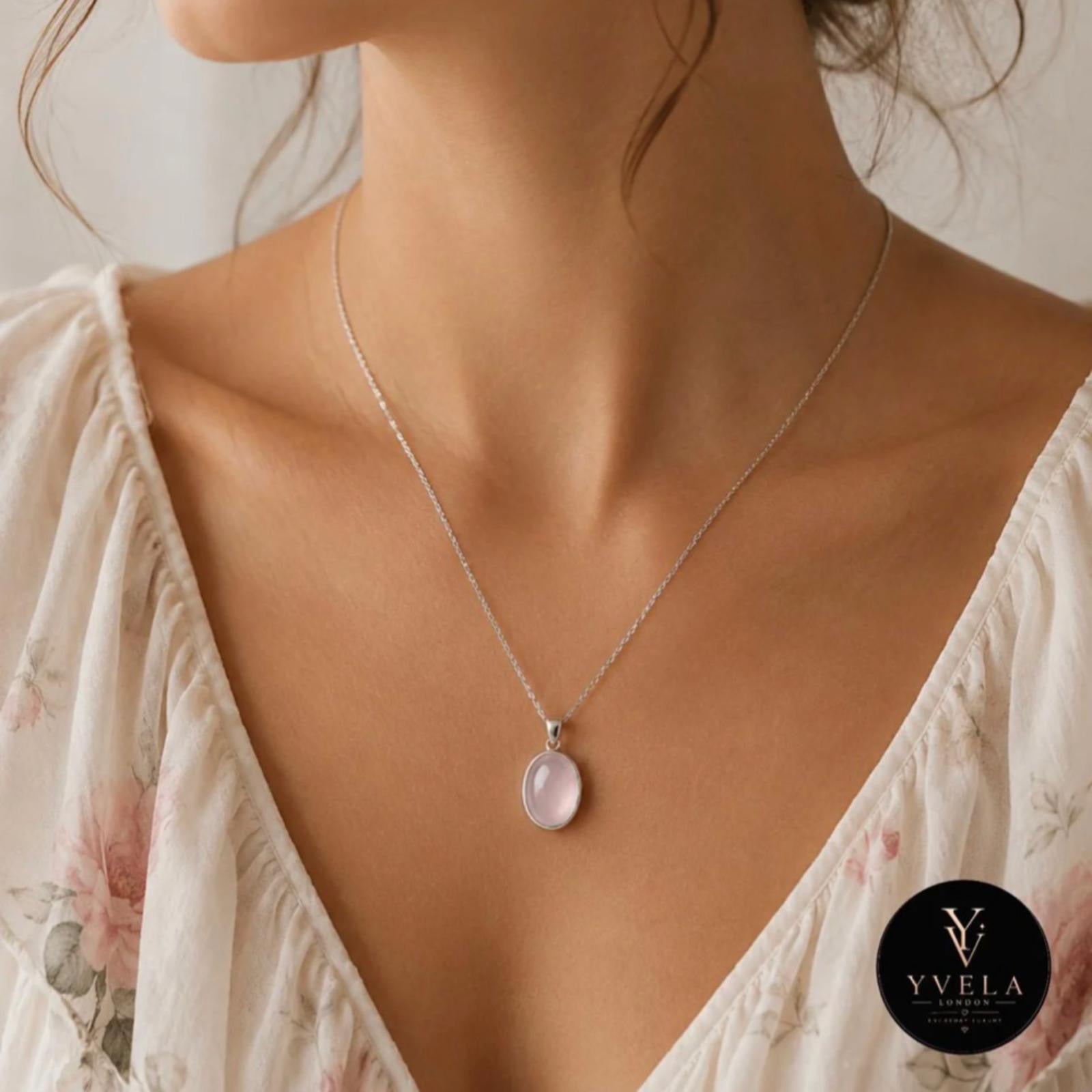 925 Sterling Silver Rose Quartz Necklace ✨