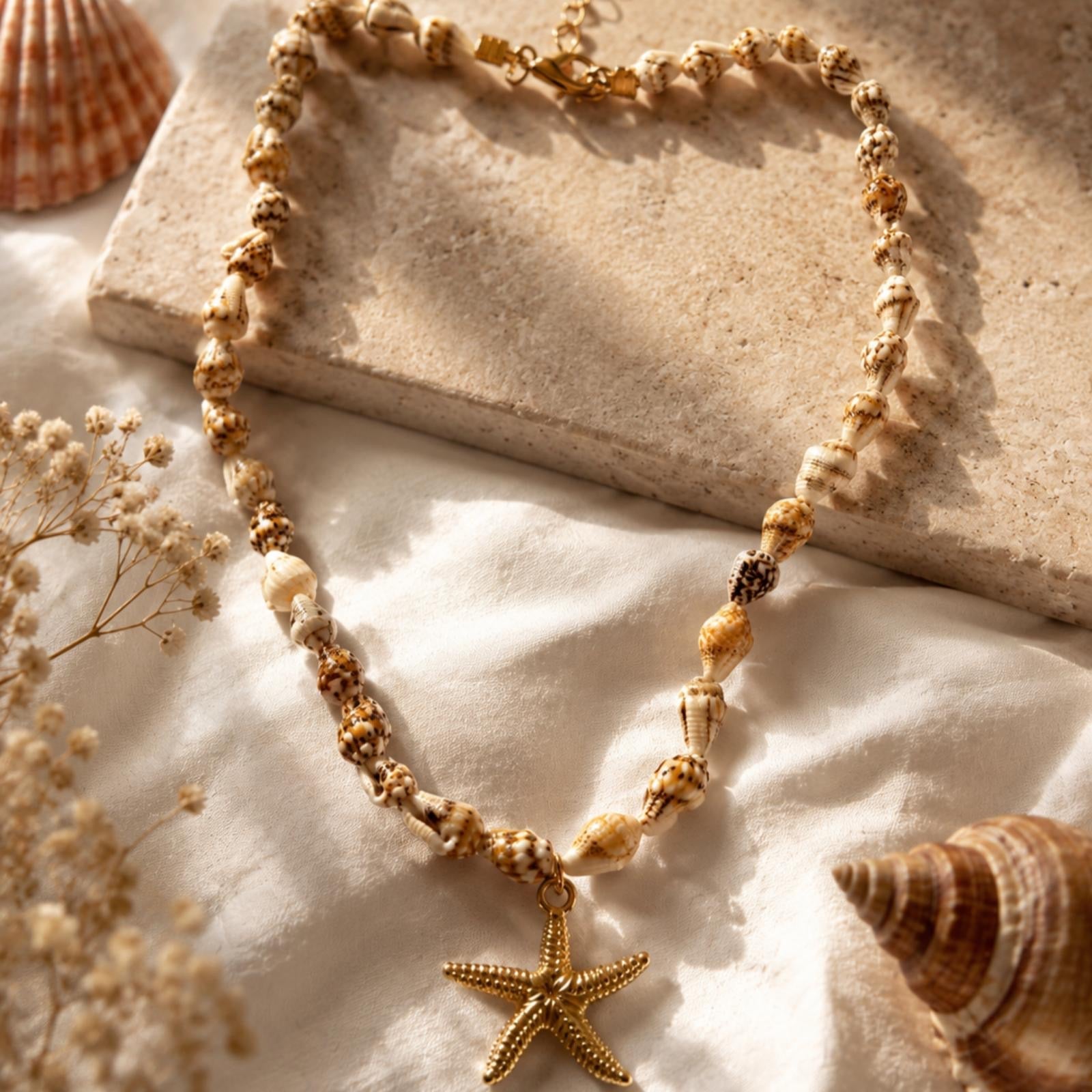 Gold Starfish Shell Necklace ✨
