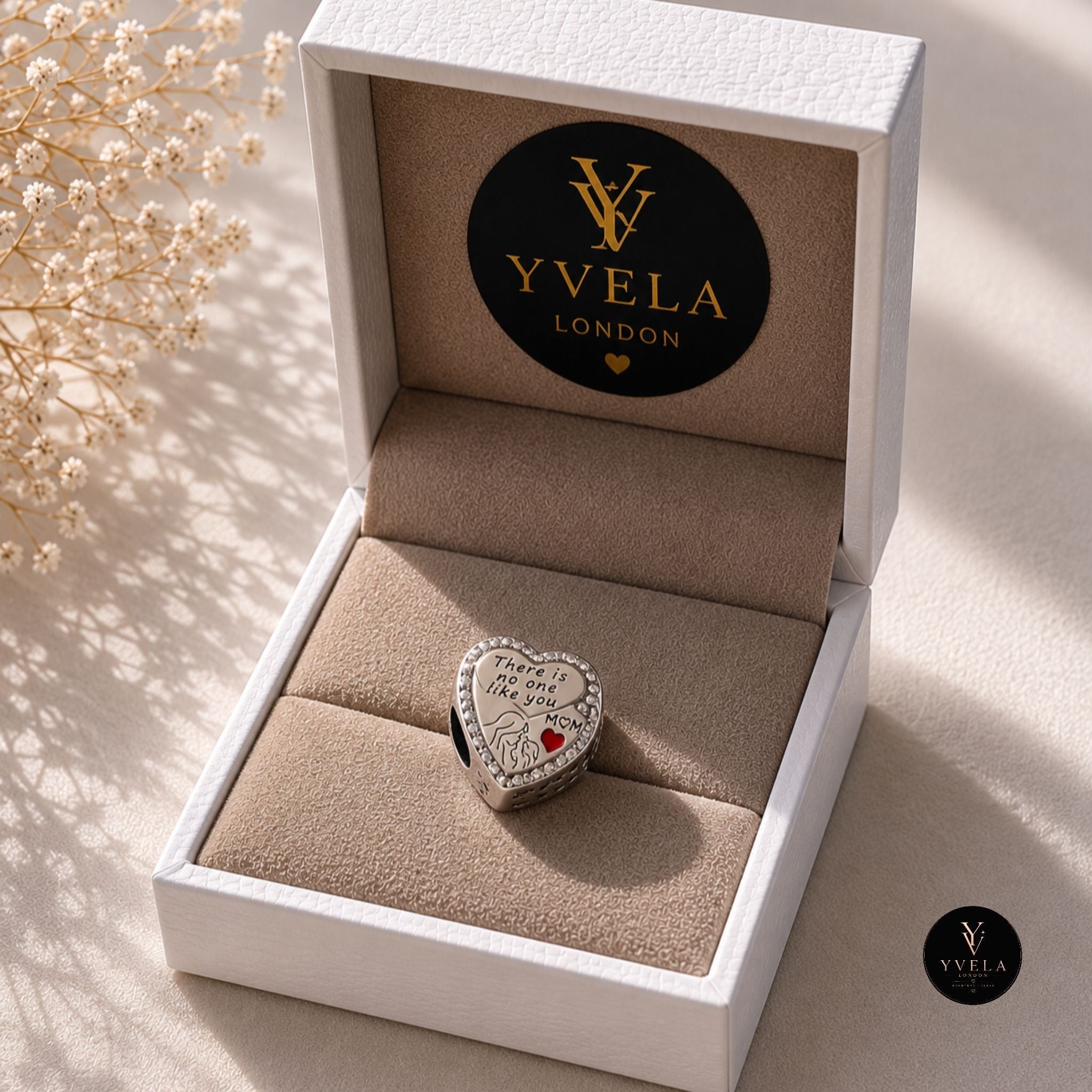 Silver Heart Charm with Engraved “There is no one like you” ✨